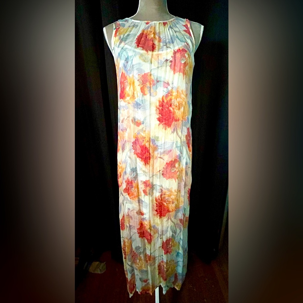 Sundance White, Multi Floral Sheer Layered Maxi Slip Dress, Size XS